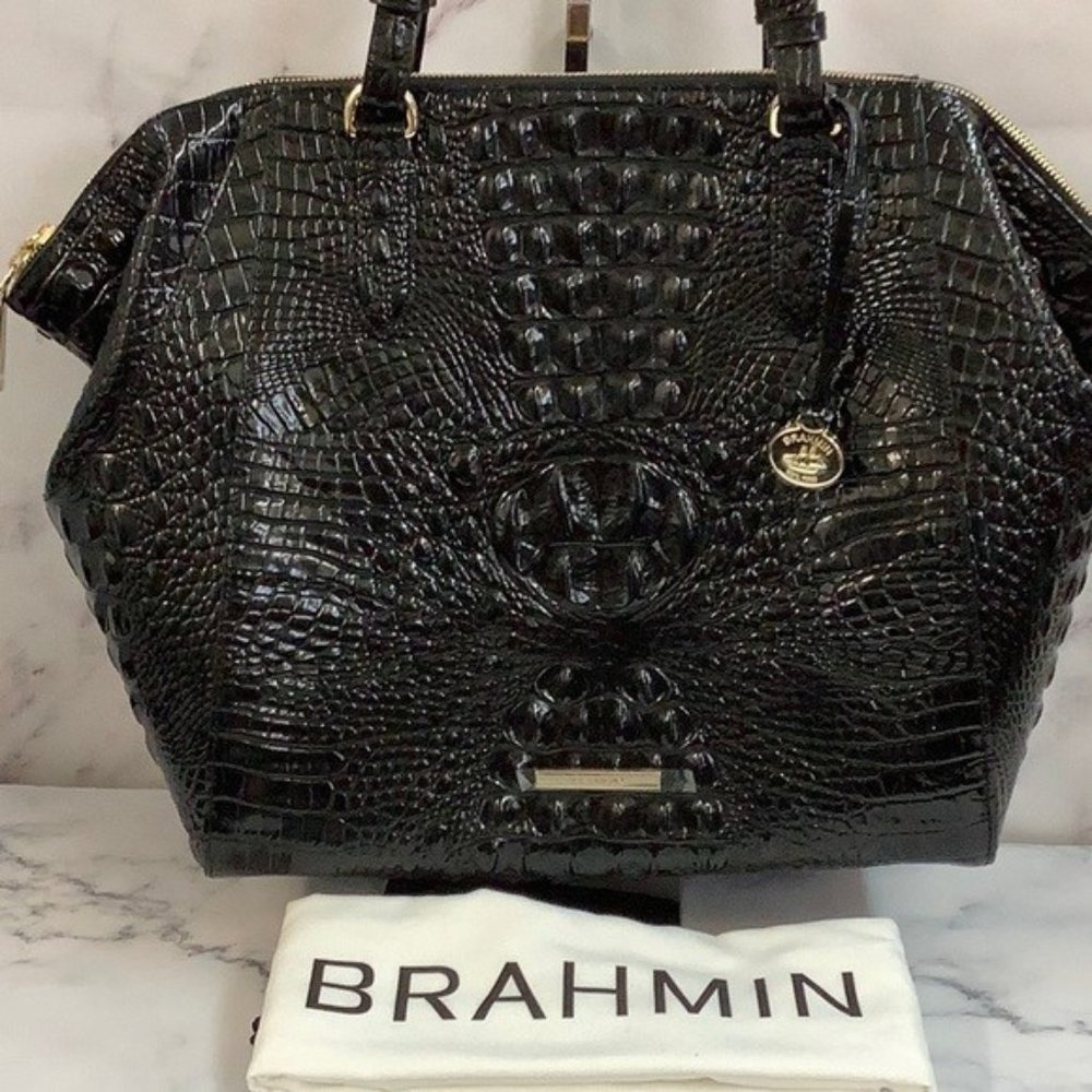 NWT Brahmin Medium Camila Black Melbourne Leather Satchel